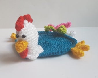 Crochet Coaster rooster Amigurumi toy Housewarming Crochet drink coasters Home decor Kitchen Accessories knitted Coaster gift for mom dad