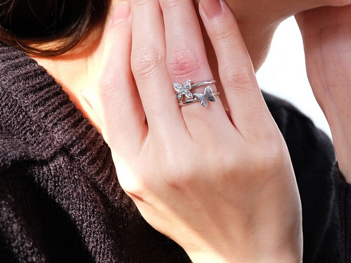 925 Sterling Silver Butterfly Ring Women Finger Ring