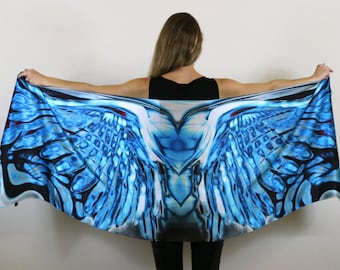Angel wing, Silk scarf ,Long Scarf, Summer Scarf,Wrap Scarf,Wing Scarf,Art Scarf,Gift for Her,Unique,Scarf Art,Wing on Wrap,Over Size Scarf