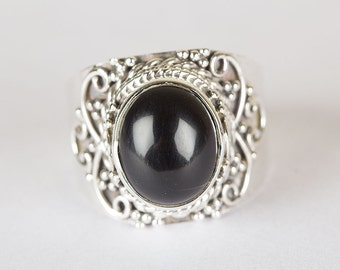 diamond and black onyx engagement ring
