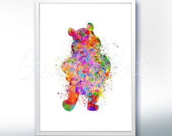 Disney Winnie the Pooh Watercolor Poster Print - Wall Decor - Artwork- Watercolor Painting - Watercolor Art - Kids Decor- Nursery Decor