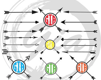 Arrows SVG, Tribal Arrows svg, arrow monogram cut files, ready for Cricut, Silhouette etc, also in png, eps & DXF format