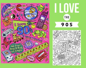 90s coloring | Etsy