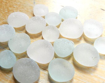 White and Aqua Sea Glass Disks