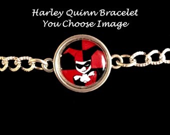 Harley Quinn Bracelet, harley quinn jewelry, harley quinn charms, pendants, silver, suicide quad, jewelry sets, kids jewelry, childrens