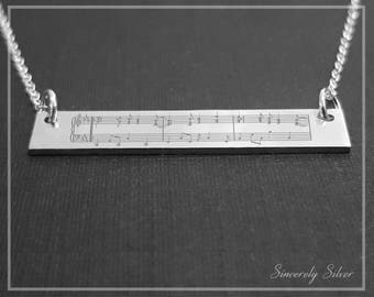 Sheet Music Art, Sheet Music Necklace, Personalized First Dance Jewelry, Any Song Custom Bar Necklace, Music Necklace, Song Necklace