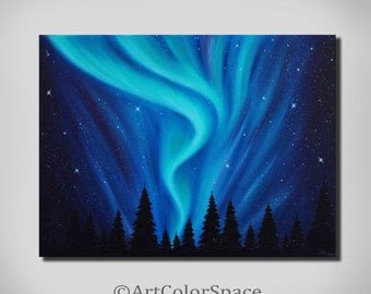 Northern Lights Northern lights art Galaxy painting