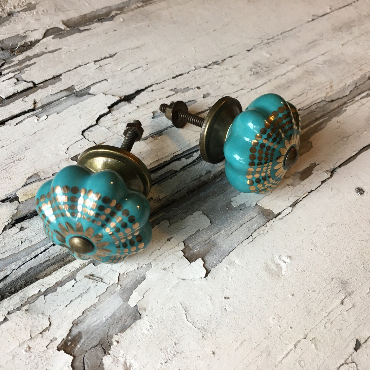 Decorative Turquoise Ceramic Knobs Drawer Pulls Furniture