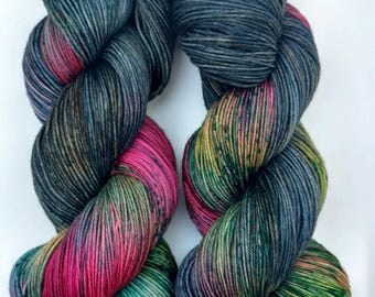 Alaqua- Hand dyed yarn, sock weight, Superwash Merino, 463 yards