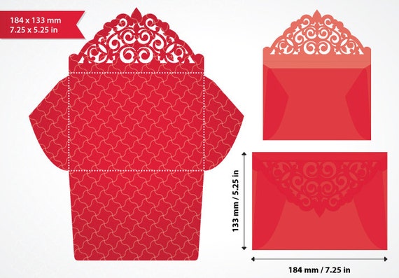 Download SVG Wedding Envelope laser cut Template Printable Cricut / 7