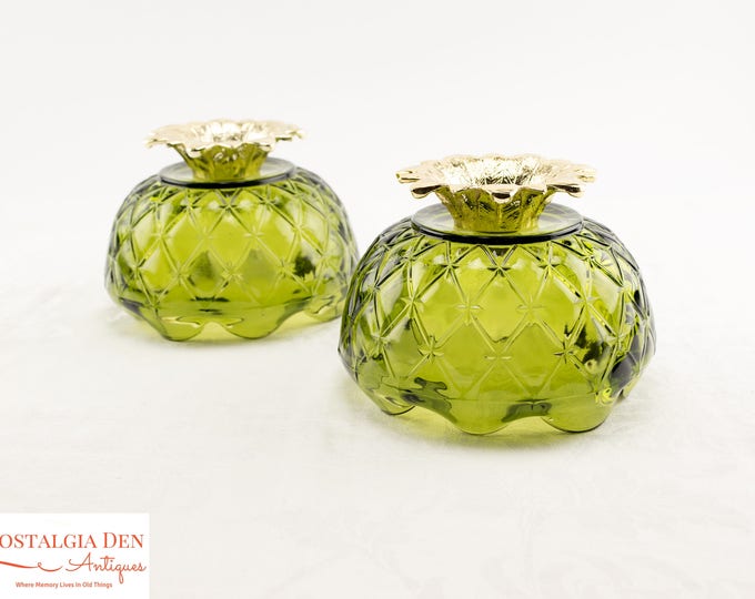 MCM Decorative Bowls | Duette Diamond Pattern | Indiana Glass