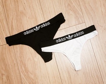 Reworked adidas ladies thongs black or white underwear
