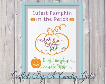Cutest Pumpkin, In The Patch, SVG, bundle, Vinyl, cut file, Halloween, fall, October, yeti decal, wall decal, t shirt, pumpkin, kids shirt