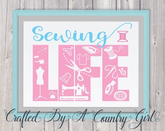 SEWING svg, LIFE, SVG, Digital, Cut File, Vinyl Cut File, silhouette cameo, cricut, yeti decal, sewing machine, craft, crafter, seamstress