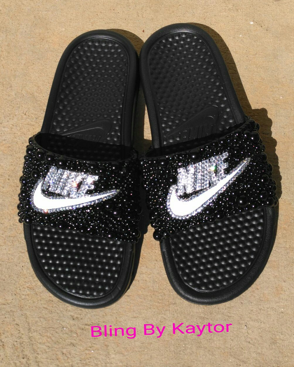 sparkly nike slides