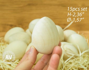 SET OF 15 DIY Easter eggs Blank Easter egg wooden unpainted Easter egg blank wooden Pysanka Wooden Egg Peg Plain wood peg wood egg waldorf