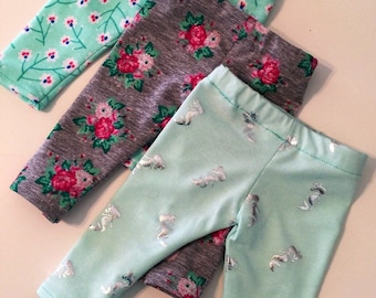 Ankle or Capri Length Leggings, Jeggings, Pants Made to Fit Like American Girl Doll Clothes, 18" Doll Pants, Modern, Trendy, Mermaid, Floral