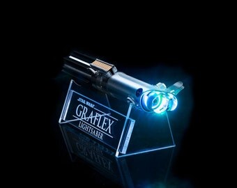 Crystal Clear Acrylic Lightsaber Stand with Engraved Text