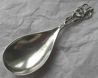 Vintage Solid Silver Caddy Spoon with Floral Handle - Netherlands