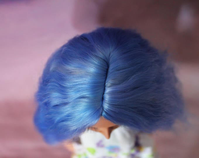 Colored Navy blue Angora Wig for MNF and similar size MSD dolls head