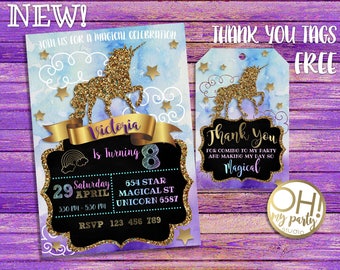 Unicorn Party, unicorn invitation, unicorn birthday, unicorn invite, unicorn card, unicorn celebration, unicorn, unicornio printable, tags