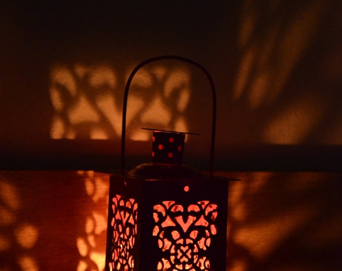 10%OFF Small vintage pink Moroccan metallic lantern / lanterns