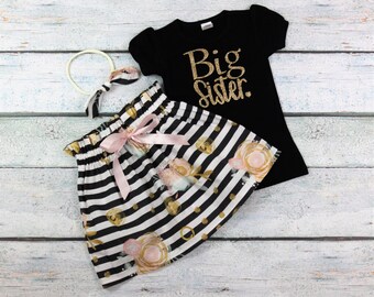 Big sister/ Big sister little sister outfits/ organic cotton/ matching big and little sister shirts/birth announcement/gender reveal shirt
