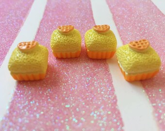 Yellow Square Cup Cake Resin Flat back Cabochon Kawaii Cabochon Deco Pieces-3 Pcs
