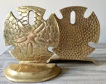 Vintage Brass Sand Dollar Bookends