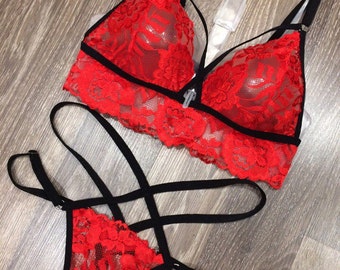 Lingerie Woman Set, Harness Lingerie, Sexy Lingerie Set, Lace Lingerie, Underwear Honeymoon Lingerie Lace Bralette Intimate