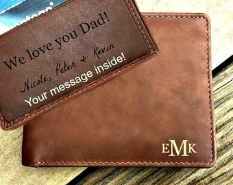Personalized men's wallet • custom engraved wallet • personalized gift for dad, Fathers day gift • monogram wallet • Toffee 7751*