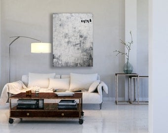 XL White Abstract Painting / Texture Painting / Black and White Art / Large White Painting / Modern Art / White Texture Painting