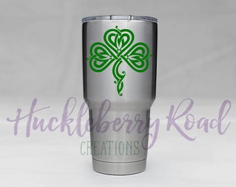 St. Patrick's Day "Celtic Shamrock" Removeable Decal for Yeti Tumblers, Car Windows, Laptops and more