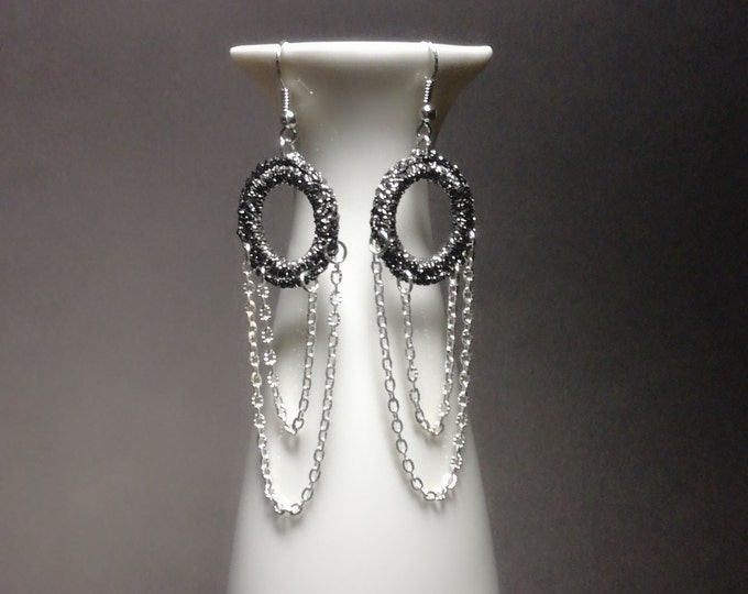 Crochet earrings, evening earrings,black lace earrings,Drop Earrings, Earrings,boho earrings,dangle earrings