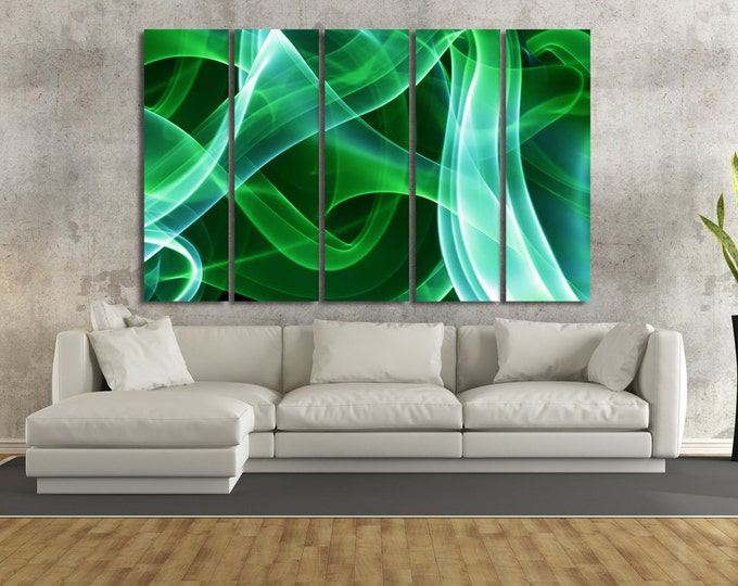 Large abstract green smoke canvas wall art, smoke green art print, colored smoke print, smoke photo print for home decor