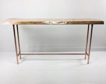 Rustic Sofa Table - Live Edge Coffee Table - Copper Table - Industrial Furniture - Modern Table - Mid Century Modern - Minimalist Furniture