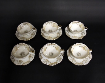 Porcelain cups and saucers 6 PCs Bareuther-Bavaria-polished