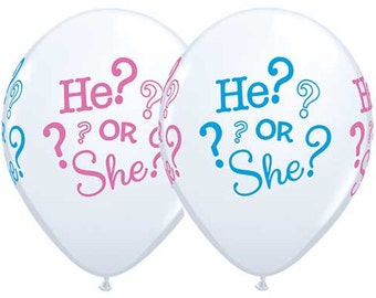Gender Reveal Balloons- 11" Latex Balloons- Boy or Girl Balloons- Baby Shower Balloons-Set of 6