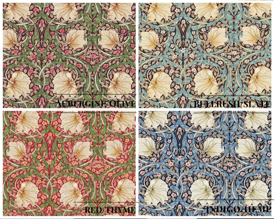 William Morris Pimpernel Fabric 4 colourways Sold per metre