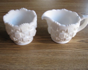 Vintage Milk glass cream and sugar