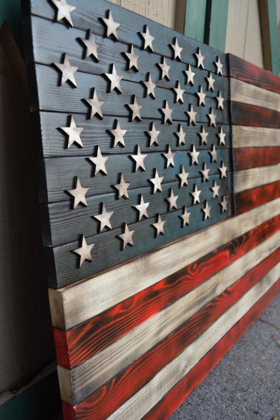 Rustic American Flag Red White And Blue Wooden Rustic American Flag Red White And Blue Wooden