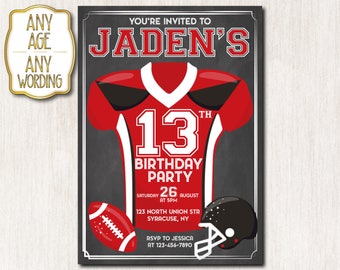 American Football Invitation, American Football Birthday Invitation, 13th Birthday Invitation, Football birthday invitation, ANY AGE - 1654