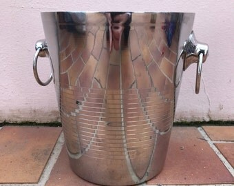 Vintage French Champagne French Ice Bucket Cooler made in france silver plated