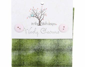 Olive Hand Dyed Wool - 5ea 5"x5" Wooly Charms WC4591