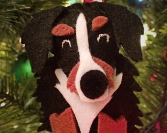 Handmade Felt Bernese Mountain Dog Ornament