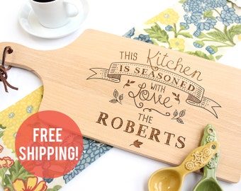 Personalized Cutting Board, Personalized Wedding Gift, Seasoned With Love Cutting Board, Custom Gift, Hostess Gift, Custom Cutting Board