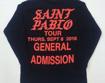 Custom Saint Pablo Tour Long Sleeve Tee Life Of Pablo Paris I Feel Like Pablo Kanye West TLOP Tour Merch Tee Shirt Yeezy Yeezus Tour T Shirt