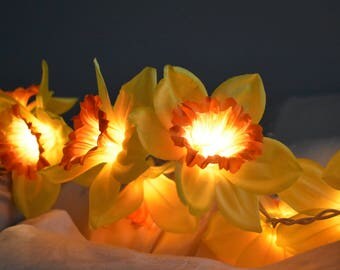 Yellow Daffodil Flower Fairy Lights, Fairy Lights Dorm Decoration, Flower String Lights Wedding