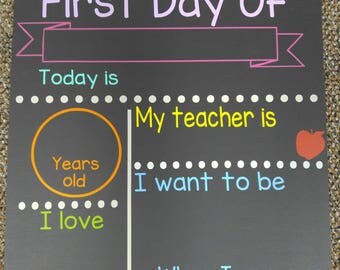 First day of school chalkboard, 1st day of school chalkboard, customized back to school chalkboard, reusable chalkboard sign, photo prop