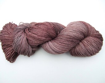 Hand Dyed Yarn 100g Superwash Merino Wool, Nylon sock weight "Monkey", brown, tonal